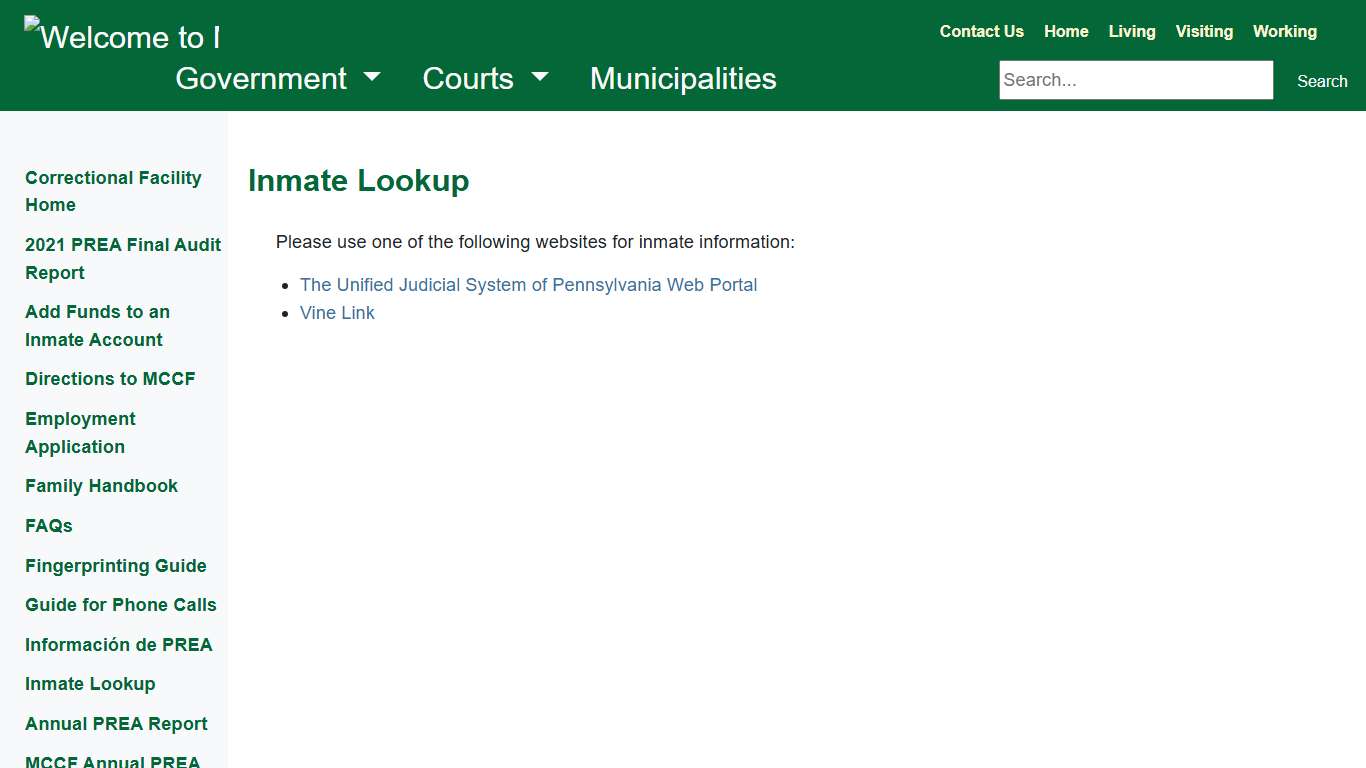 Mifflin County - Inmate Lookup
